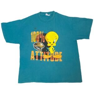 CSA Tweety Bird Jacksonville Jaguars T-Shirt Mens XL Teal Fair 1998 Vintage 90s